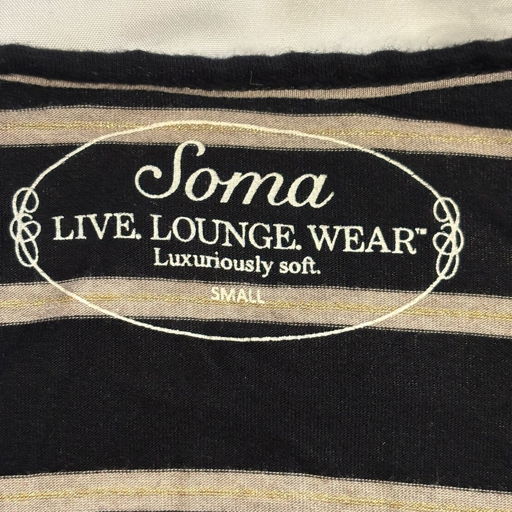 Soma Black and Gray Striped Pajama Top - Picture 2 of 7